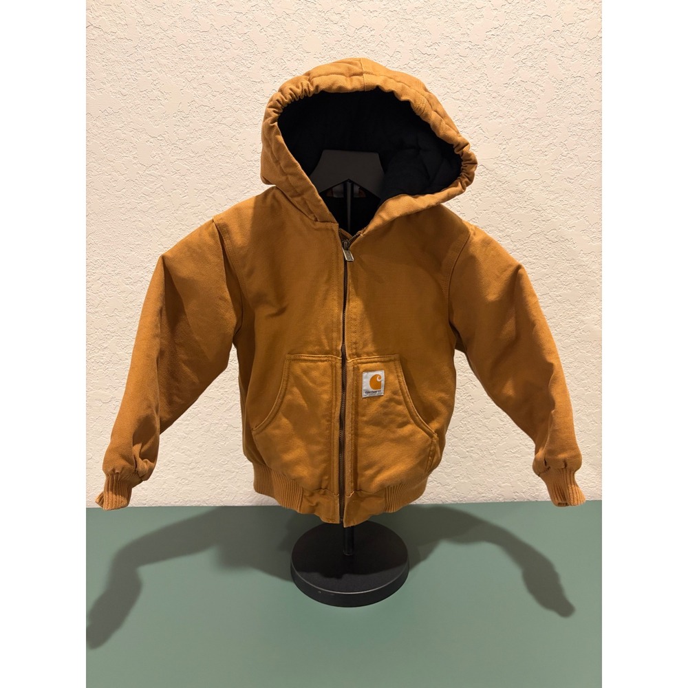 Carhartt Kids XXS 4-5 Brown Canvas Quilted Lined Hooded Active Jacket